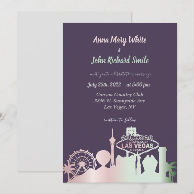 Invitación Moderna y elegante línea aérea de Las Vegas City (Anverso / Reverso)
