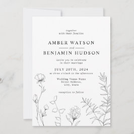 Invitación Moderna y elegante línea Art Wildflowers Boda Flor