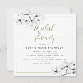 Invitación Moderna y elegante Magnolia blanca Square Bridal S