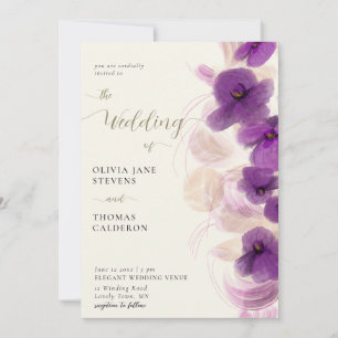 Invitación Moderna y elegante orquídeas púrpura Boda de Moda