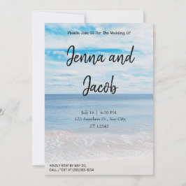 Invitación moderna y elegante para boda de playa