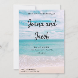 Invitación moderna y elegante para boda de playa