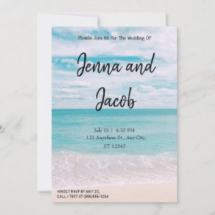 Invitación moderna y elegante para boda de playa