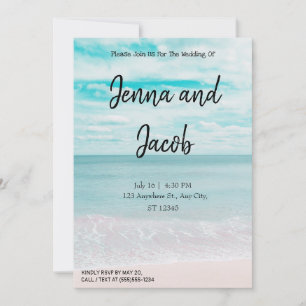 Invitación moderna y elegante para boda de playa