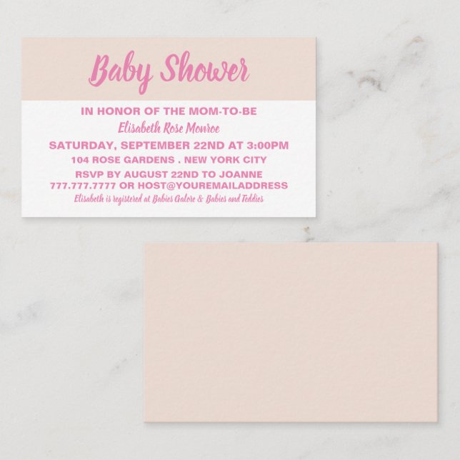 Invitación moderna y elegante para boletos de Baby (Anverso / Reverso)
