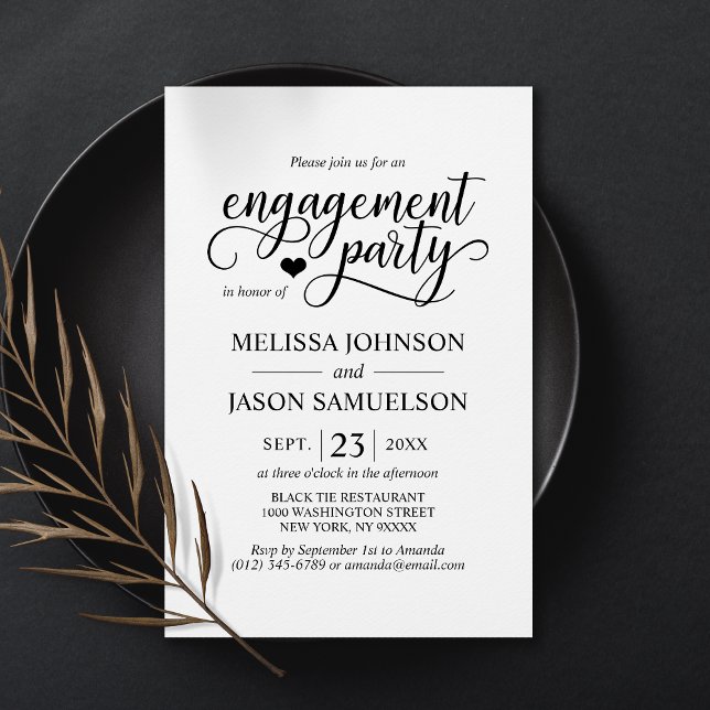 Invitación Moderna y elegante Partido de compromiso del coraz (Subido por el creador)