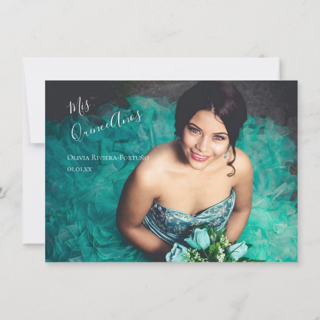 Invitación Moderna y elegante Quinceanera 15ª foto de cumplea (Reverso)