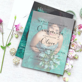 Invitación Moderna y elegante Quinceanera 15ª foto de cumplea