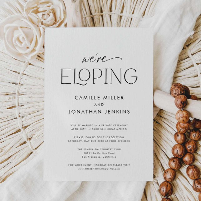 Invitación Moderna y elegante recepción de fotos (Modern Minimalist Eloping Reception Announcement invite)