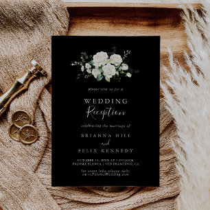 Invitación Moderna y elegante recepción de marfil floral de b