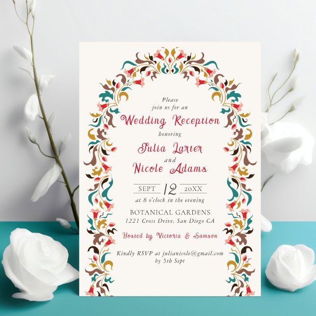 Invitación Moderna y elegante recepción floral de boda (Subido por el creador)