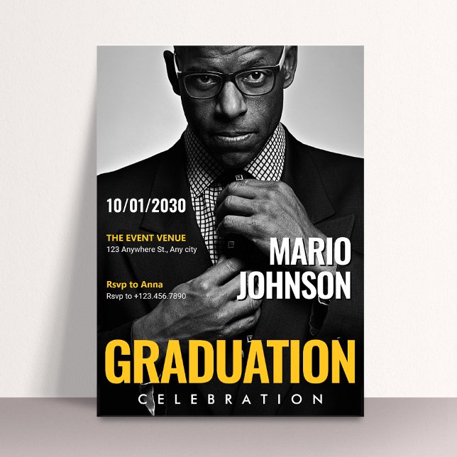 Invitación Moderna y elegante Revista fotográfica Graduación  (Subido por el creador)