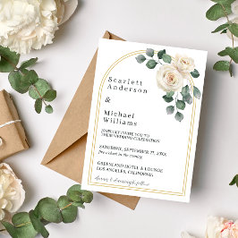 Invitación Moderna y elegante Rosa Blanca y Boda del Arco Dor