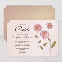 Invitación Moderna y elegante Rosa Dorada Floral Bridal Ducha