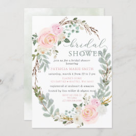 Invitación Moderna Y Elegante Sage Floral Pink Bridal Shower