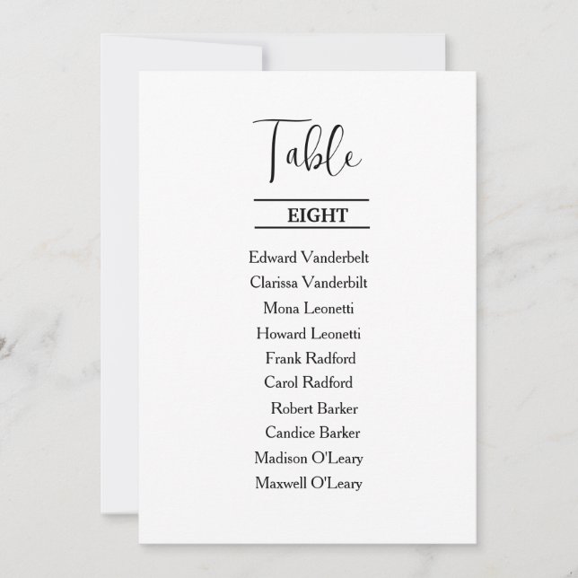 Invitación Moderna y elegante tabla de banquetes de boda (Anverso)