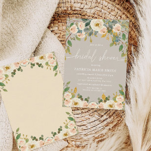 Invitación Moderna Y Elegante Taupe Peach Floral Bridal Ducha