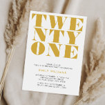 Invitación Moderna y elegante tipografía audaz de oro blanco<br><div class="desc">Invitación moderna de 21 años con elegante tipografía audaz y diseño minimalista.</div>
