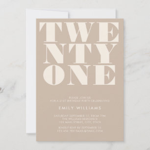 Invitación Moderna y elegante tipografía negrita beige