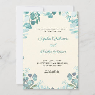 Invitación Moderna y elegante vegetación enmarcada Boda amari
