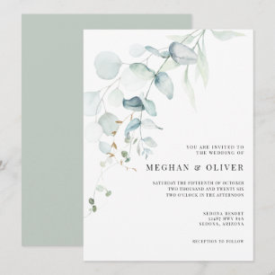 Invitación Moderna y elegante vegetación eucaliptus