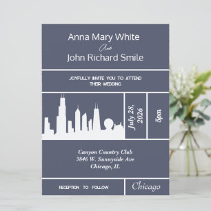 Invitación Moderna y elegante visita a Chicago City Skyline