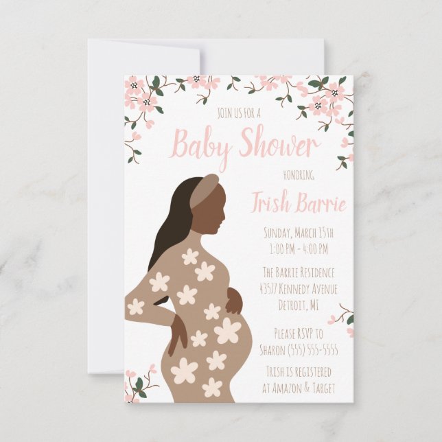 Invitación Moderna y esperada Madre Floral Baby Shower  (Anverso)