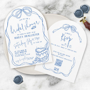 Invitación Moderna Y Extravagante Mano Dibujando Ducha Bridal