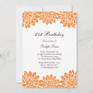 Invitación Moderna y floral 21ª fiesta de cumpleaños