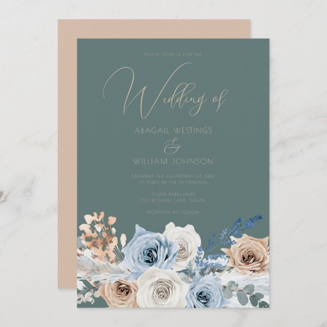 Invitación Moderna Y Hermosa Boho Elegante Boda (Anverso / Reverso)