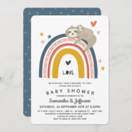 Invitación Moderna y linda mami bebé eslora arco iris Baby Sh