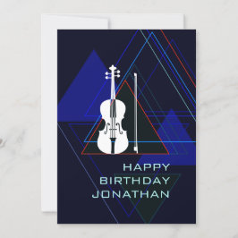 Invitación Moderna y masculina marina azul música violín cump