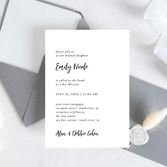 Invitación Moderna y Minimalista | Bat Mitzvah (Subido por el creador)