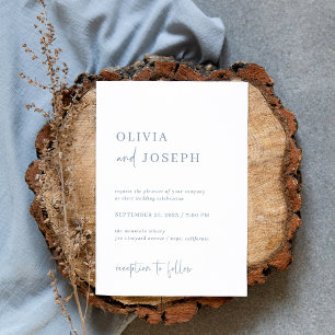 Invitación Moderna y Minimalista   Boda azul turbio