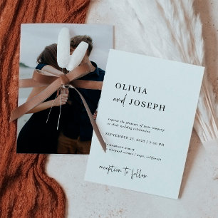 Invitación Moderna y Minimalista   Boda de foto trasera