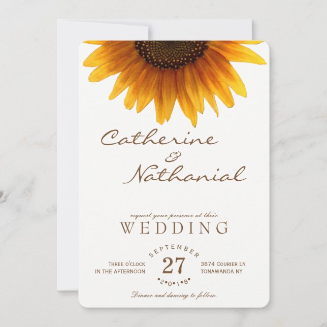 Invitación moderna y sencilla a la boda de verano  (Anverso)