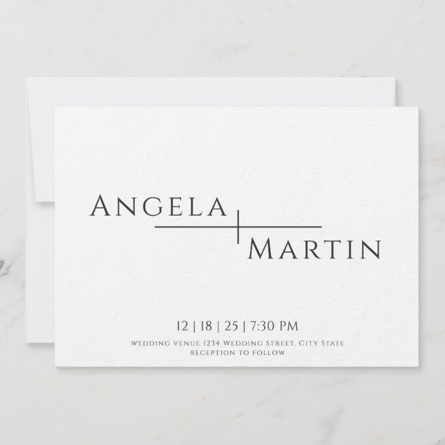 Invitación moderna y sencilla a la boda negra (Anverso)