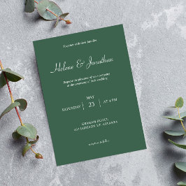 Invitación Moderna y sencilla boda elegante verde minimal