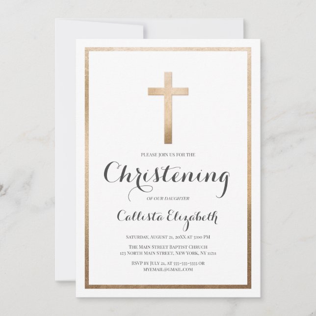 Invitación Moderna y sencilla curvatura internacional del oro (Anverso)