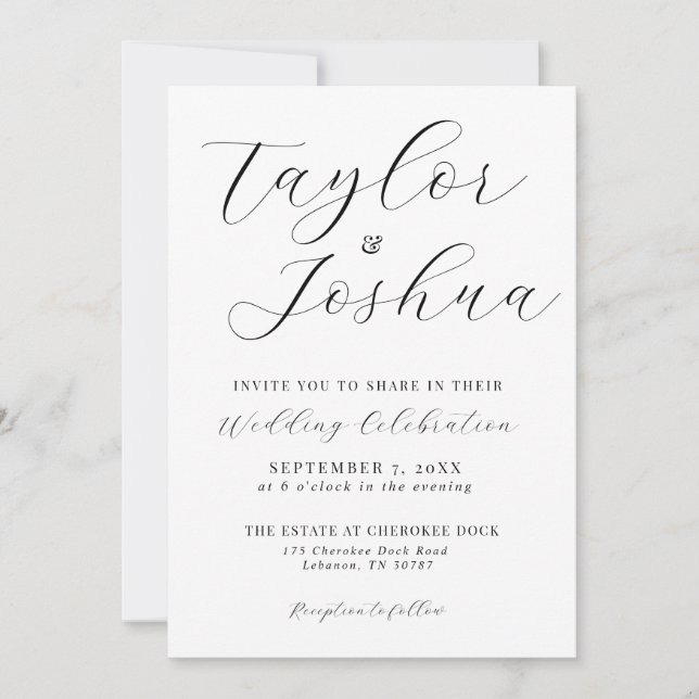Invitación moderna y sencilla de casamiento de cal (Anverso)