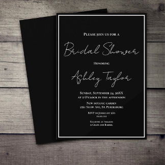 Invitación Moderna Y Sencilla Ducha Bridal Formal En Blanco Y