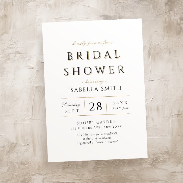 Invitación Moderna y sencilla ducha de lujo de lujo (Simple Elegant Modern Classy Luxury Bridal Shower Invitation)