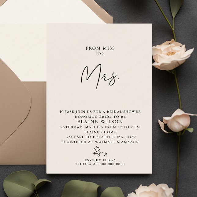 Invitación Moderna y sencilla ducha de novia (Simple Elegant Modern Bridal Shower Invitation)