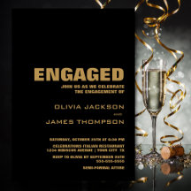 Moderna y sencilla fiesta de compromiso de oro neg