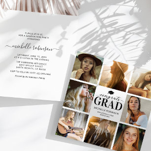 Invitación Moderna y Sencilla Fiesta de Graduación con 8 Foto