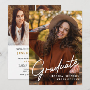 Invitación Moderna y sencilla fiesta Minimalista de graduació