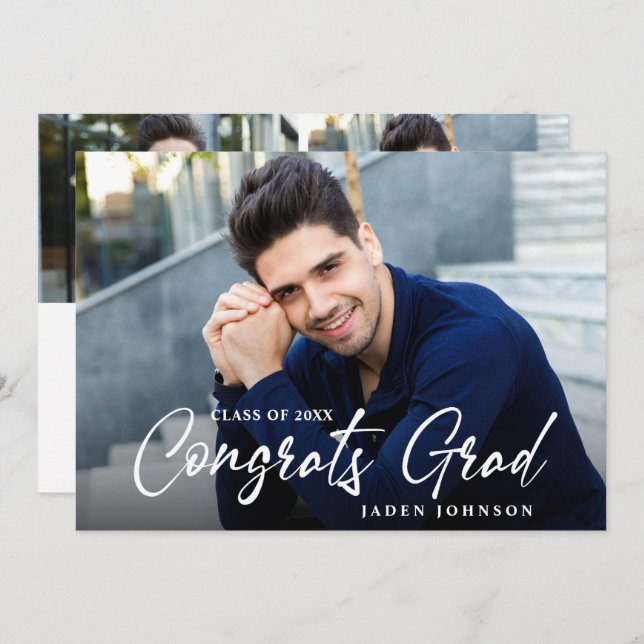 Invitación Moderna y sencilla fiesta Minimalista de graduació (Anverso / Reverso)