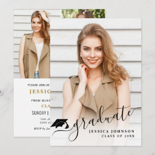 Invitación Moderna y sencilla fiesta Minimalista de graduació