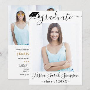 Invitación Moderna y sencilla fiesta Minimalista de graduació