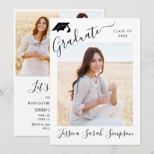 Invitación Moderna y sencilla fiesta Minimalista de graduació